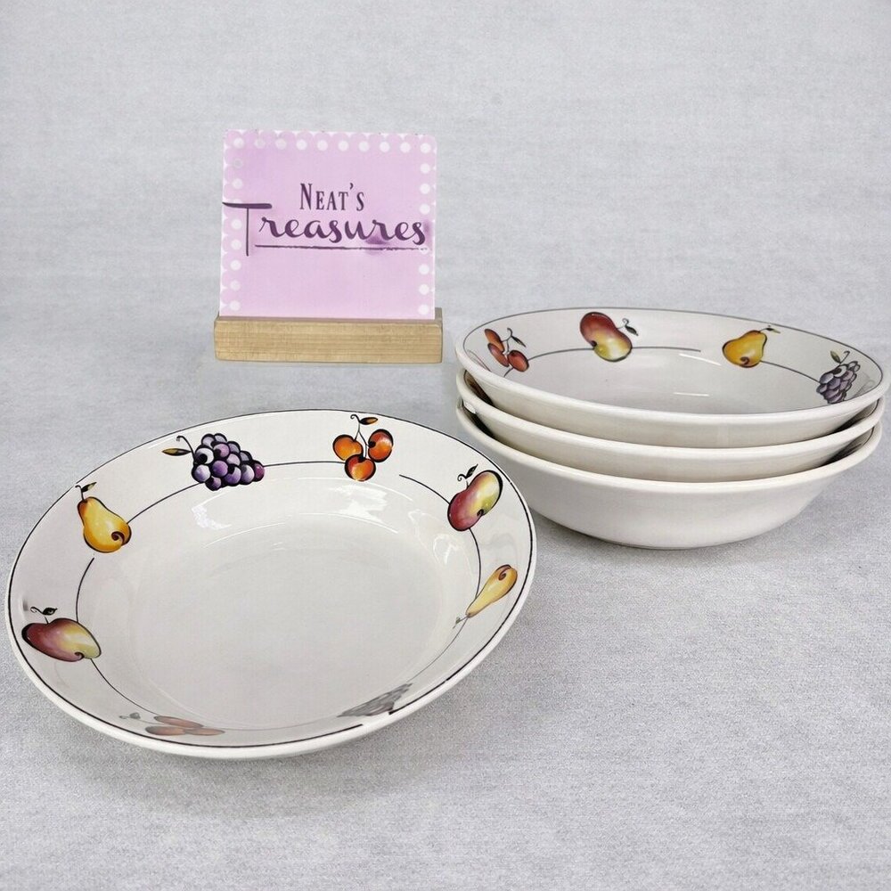 Casual Settings Majesticware FRUIT PIE Various Stoneware Soup Pasta Bowls  Set 4